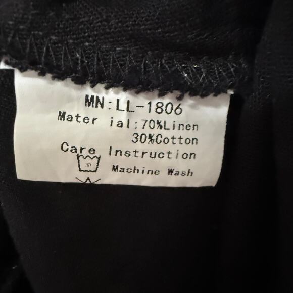 Women's Black Linen Blend Asymmetrical Hem Dress Size Large - Picture 8 of 12